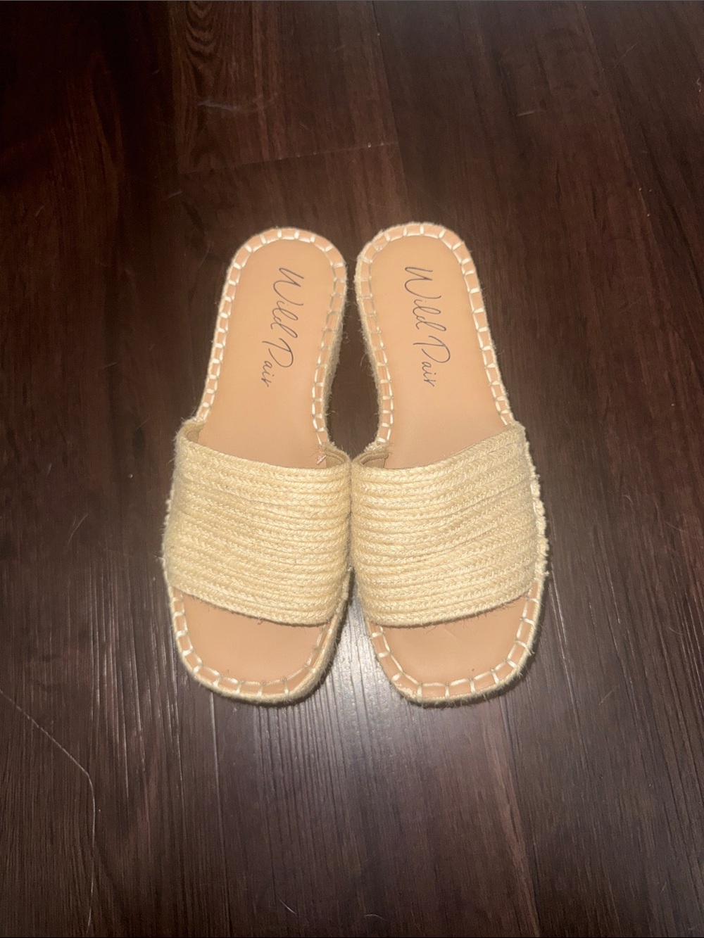 Wild Pair Beige Woven Slide Mules